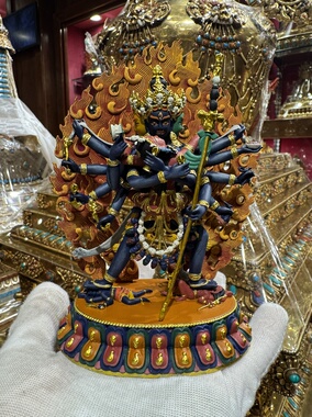 铜彩绘精工15CM胜乐金刚护法铜像