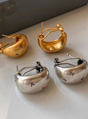 欧美复古金银色耳环女轻奢高级感