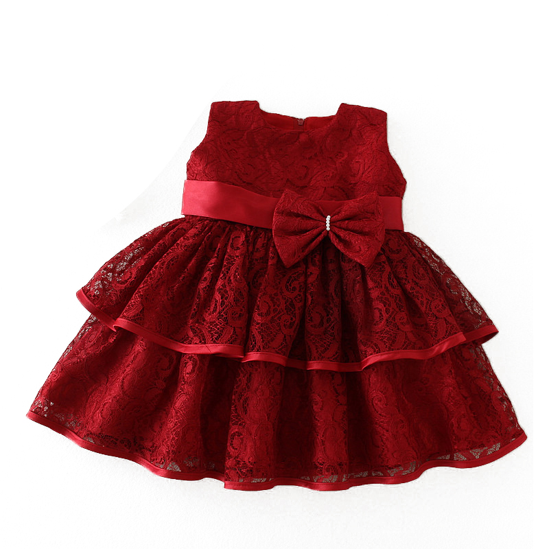 婴儿礼服蓬蓬裙红色纱裙宝宝周岁生日满月摆酒婚纱礼服公主连衣裙