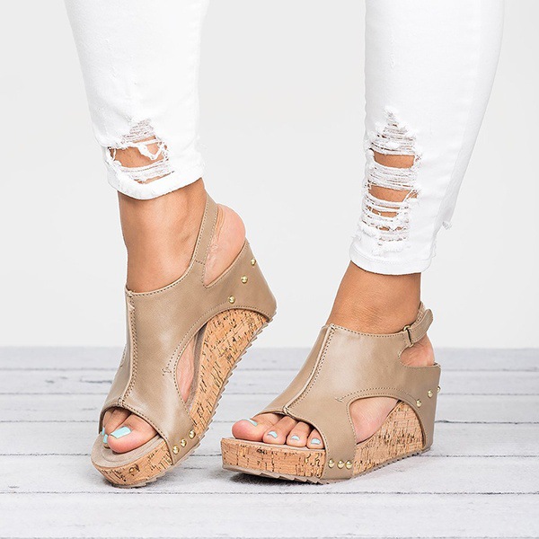 2018 Ladies flat toe sandals wedge women summer shoes女凉鞋 - 图1