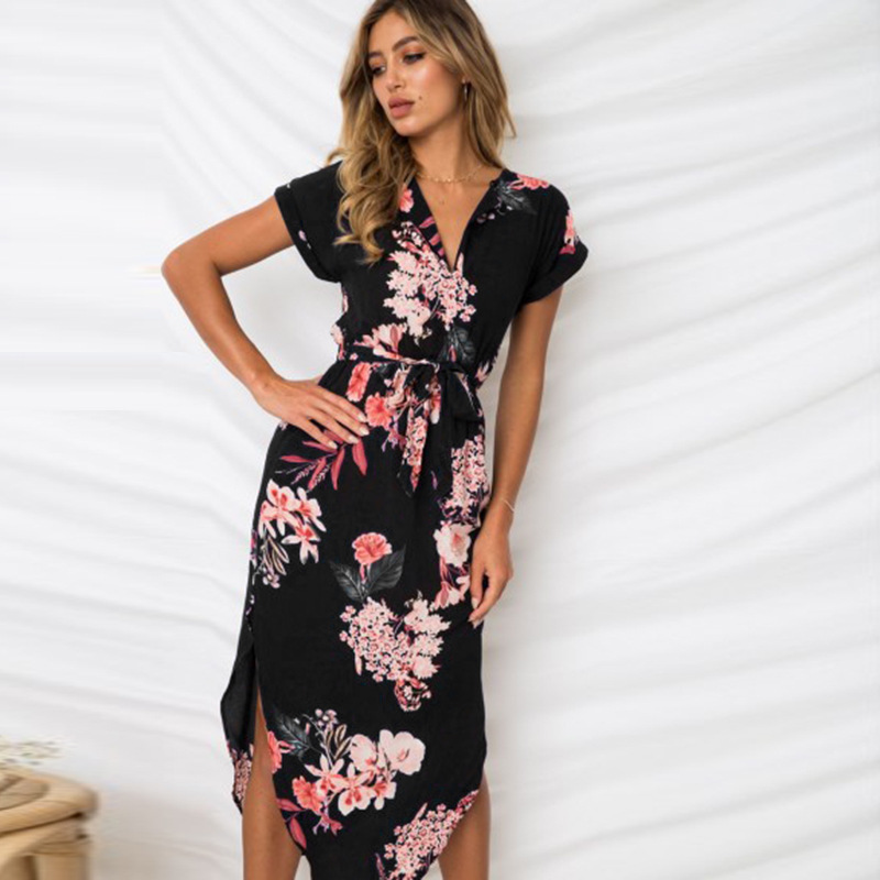 summer dresses 2018 women casual big size ladies beach dress-图0