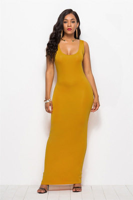 2018 summer dress elegant women ladies sleeveless long dress - 图1