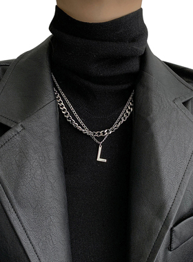 朋克项链古巴链钛钢双层情侣