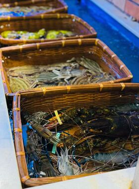 海鲜池分类专用竹筐养鱼养虾可漂浮长方形竹编筐分拣手编正方形筐