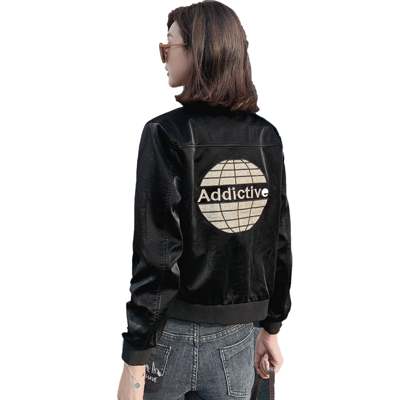 二八月皮衣短款2020春秋新款夹克 蜜思薇短外套