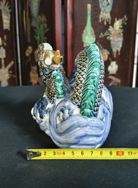 美洋阳海外日本回流日本九谷烧龙形摆件双底款myy271
