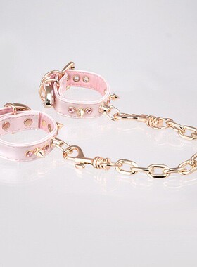 Aura Collar轻奢真皮亚文化粉色铆钉手铐可调节手环puppy束缚玩具
