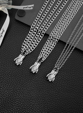 欧美钛钢情侣项链磁铁吊坠