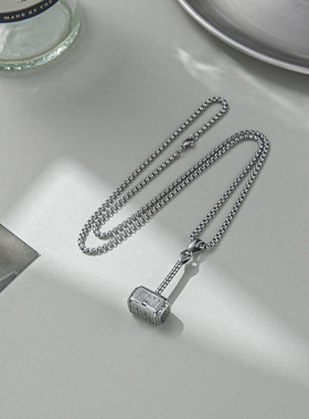 欧美嘻哈朋克男不掉色雷神锤项链个性潮牌百搭饰品毛衣链钛钢吊坠