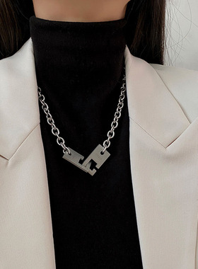 情侣冷淡风小众设计金属粗链条