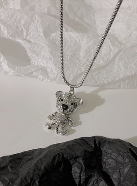 新款本命年闪钻小老虎项链男女个性设计可活动吊坠长款毛衣链日韩