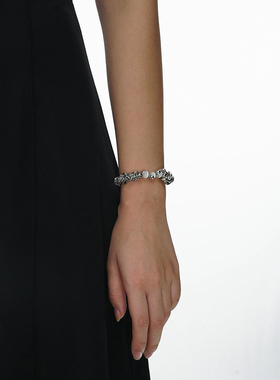 原创设计猫眼石荆棘丛林手链ins个性嘻哈情侣款拼接高级感配饰新