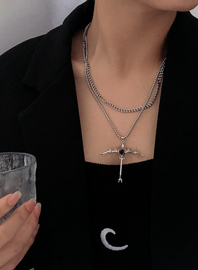 合金钢链合金男女情侣爱心项链