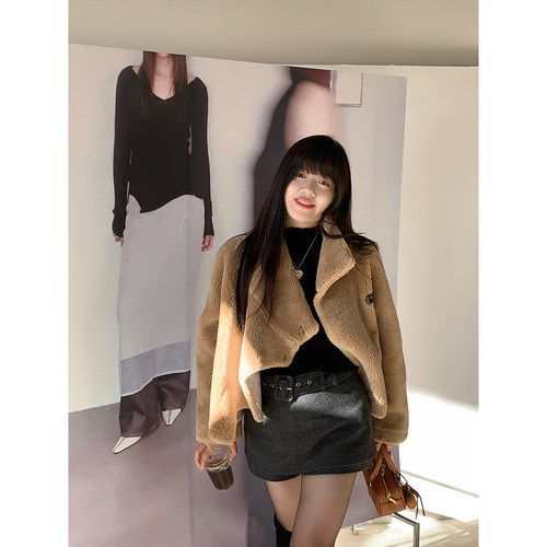 米米子微胖大码胖mm“南韩腿精”小香风百搭灰色毛呢裙裤短裙秋冬 - 图1