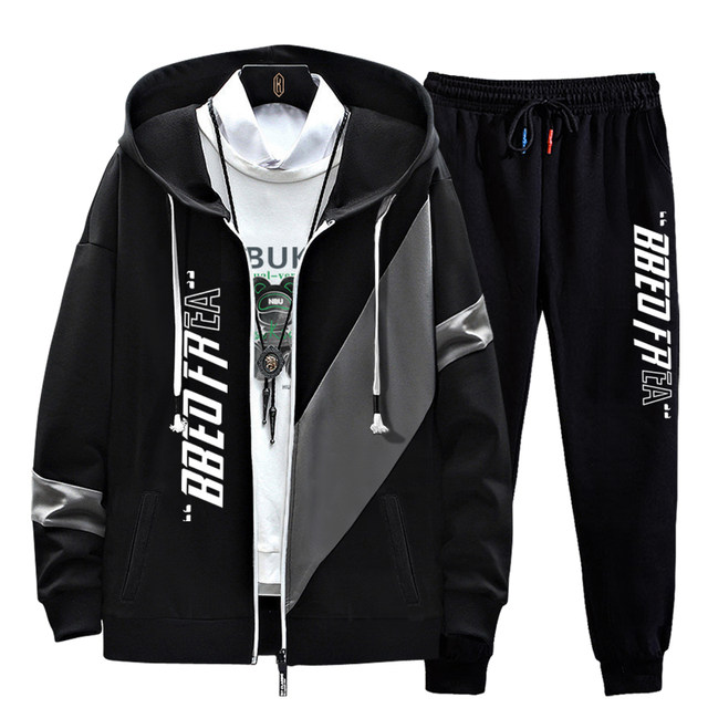 2023 autumn and winter places with sweater men's casual sports suits men's handsome set with hooded students and teenagers