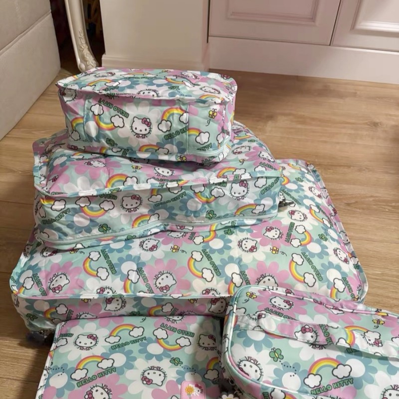卡通印花kitty旅行出差行李箱收纳袋衣服鞋子分装包整理袋三件套,淘宝优惠券,粉丝福利购,淘宝优惠卷