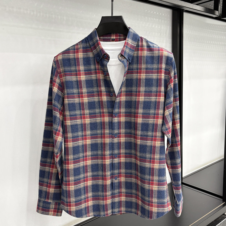 男士春秋季纯棉衬衫磨毛格子潮流百搭衬衣新款长袖上衣休闲上衣服,淘宝优惠券,粉丝福利购,淘宝优惠卷