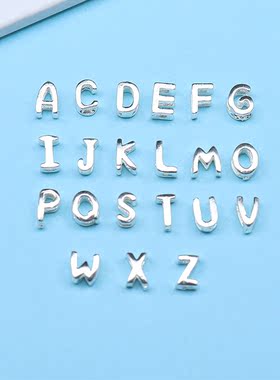 s925纯银字母镂空横穿隔珠手链