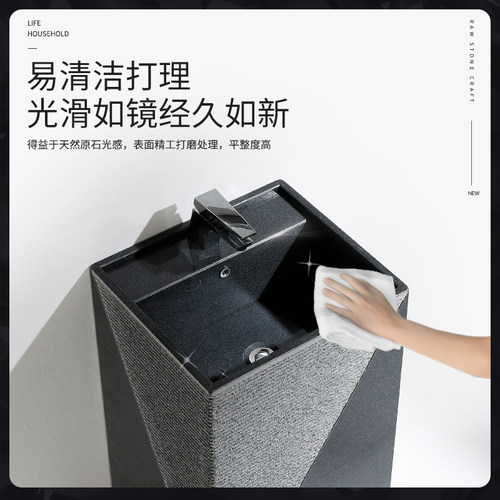 冠石汇北欧一体立柱盆落地式家用大理石洗手台阳台户外庭院洗脸盆 - 图1