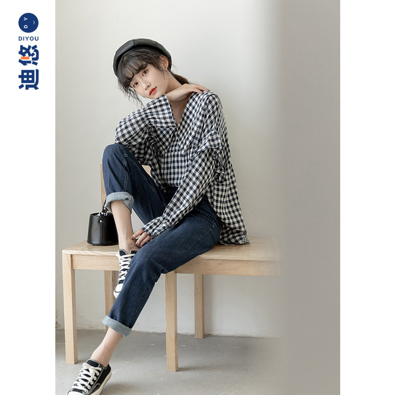 2020秋季锁骨设计感小众棉麻衬衫 迪悠衬衫