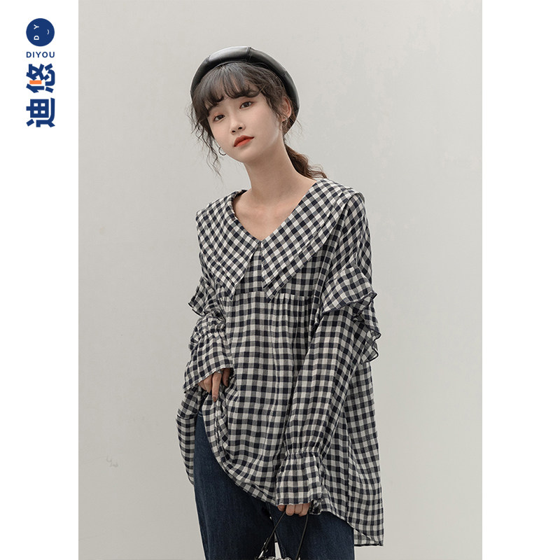 2020秋季锁骨设计感小众棉麻衬衫 迪悠衬衫