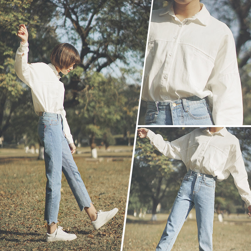 女设计感小众盐系长袖chic风白衬衫 迪悠衬衫