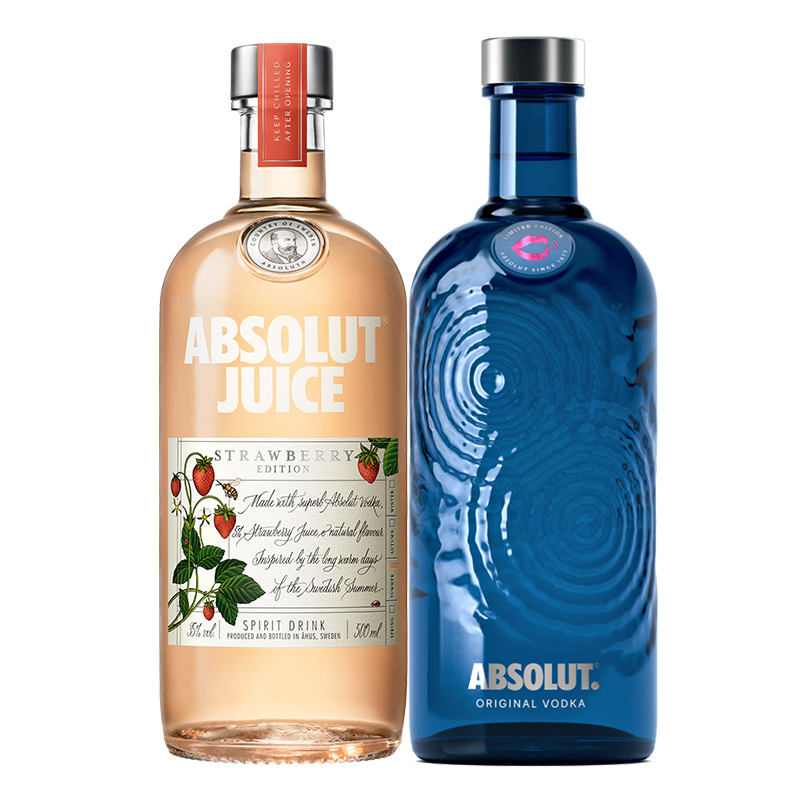 ABSOLUT官方旗舰店【明星同款】ABSOLUT绝对伏特加JUICE草莓+声量瓶洋酒鸡尾酒0