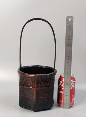 日本竹编炭斗回流日本茶道茶具工艺品