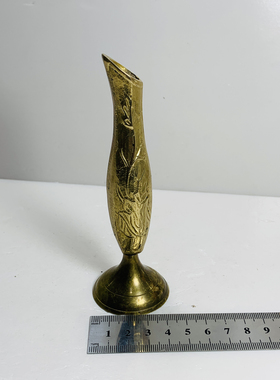 Vintage黄铜花瓶摆件 创意花器海外古玩家居装饰高端奢华孤品铜器