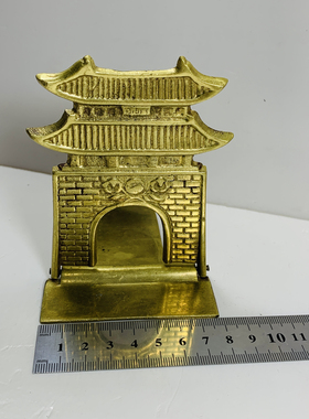 Vintage黄铜城门 城楼摆件书挡 家居装饰高端奢华 孤品回流老铜器
