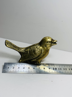 Vintage黄铜小鸟摆件鸟类动物创意家居装饰高端奢华孤品回流铜器