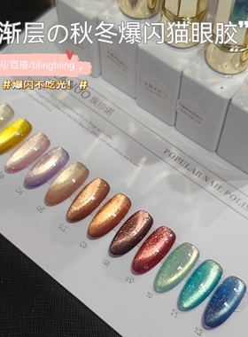 埃拉诺金色猫眼胶金渐层豹纹金钱豹秋冬爆闪甲油胶【需照美甲灯】