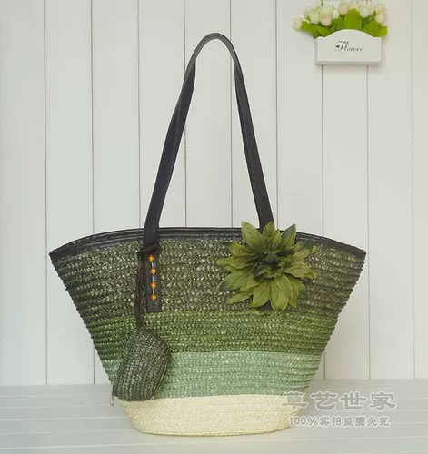 Новая женская сумка ~ приморские полосатые цветочные булочки с цветочной травяной, тканая сумка пляжная сумка ротан