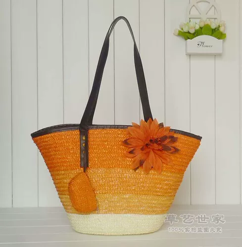 Новая женская сумка ~ приморские полосатые цветочные булочки с цветочной травяной, тканая сумка пляжная сумка ротан