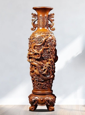 落地龙凤呈祥大花瓶摆件家居客厅门厅中式乔迁新居办公室桌装饰品