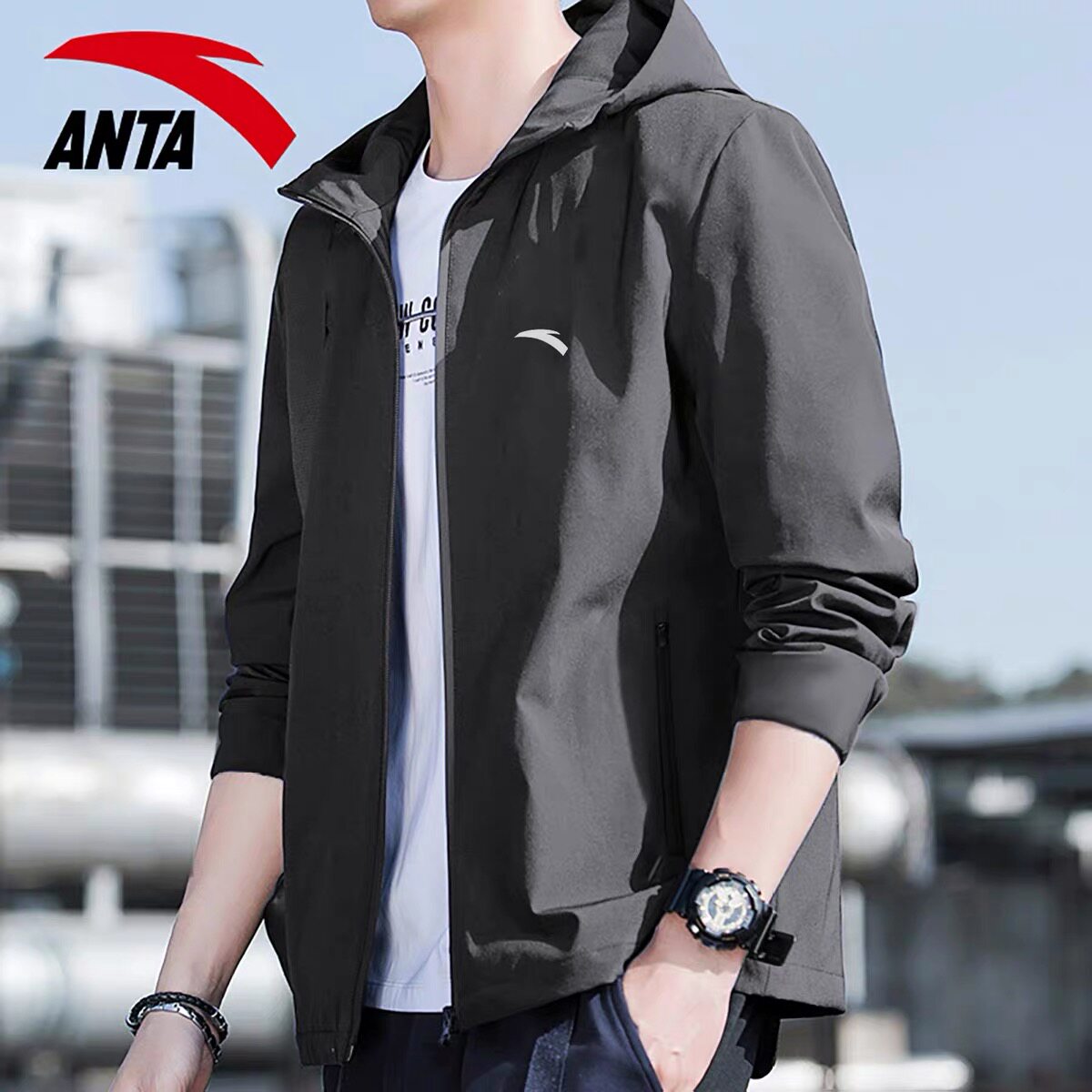 安踏外套男士2026秋冬季梭织运动上衣加绒保暖防风防泼水连帽夹克,淘宝优惠券,粉丝福利购,淘宝优惠卷
