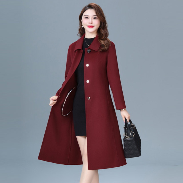 Double-sided cashmere mid-length slim-fit Xi Mother-in-law coat