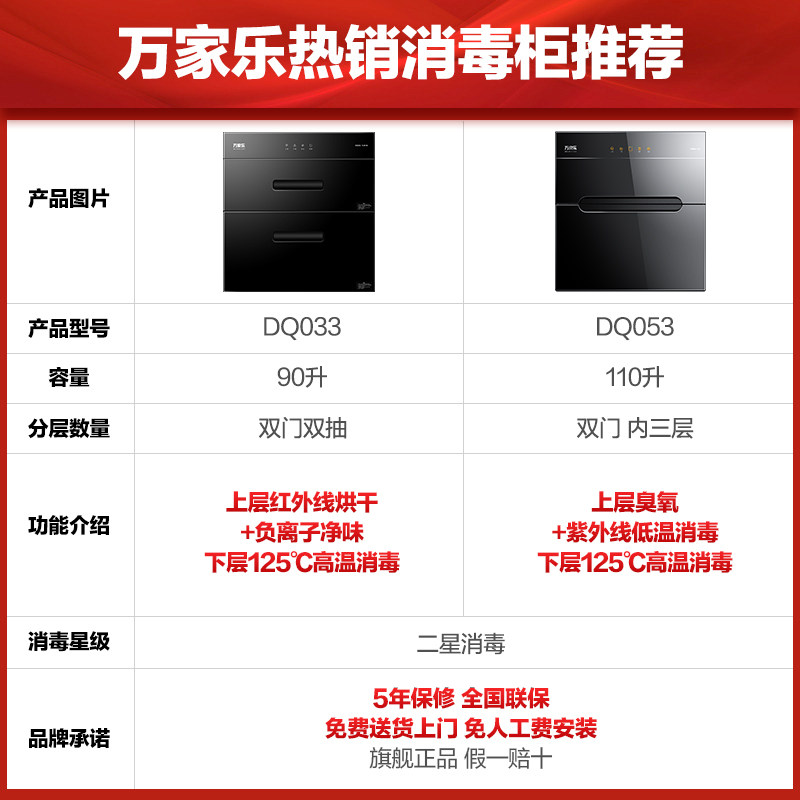 万家乐dq033 / 053台式消毒碗柜 万家乐厨房电器消毒柜
