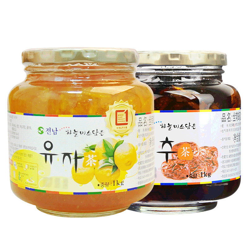 韩国原装进口全南柚子茶1kg冲饮 爱屋食品蜂蜜果味茶