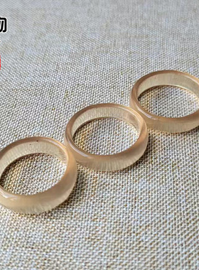 天然原色青鱼石戒指通透手工打磨高密指环跑环饰品配件