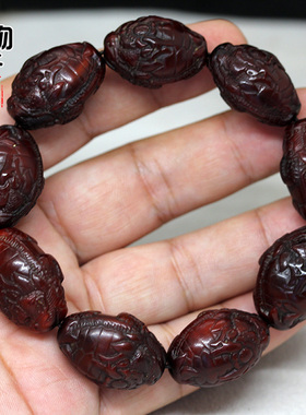 庶物天工牦牛角雕刻龙甲复古手串