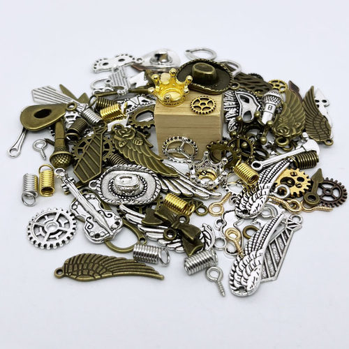 diy手工制作木块机器人钥匙扣项链创意挂件材料蒸汽朋克团建活动 - 图0