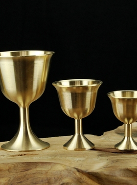 黄铜酒杯财神水杯供杯光身茶杯