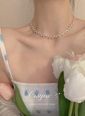 choker四叶草黑色蕾丝森系锁骨链