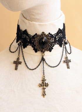 暗黑系洛丽塔风锁骨链脖子饰品