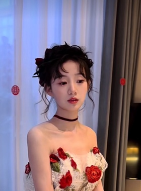 choker红色爱心暗黑丝绒锁骨链