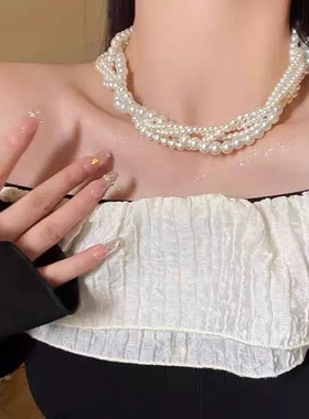 珍珠颈饰新娘婚纱超仙森系项链