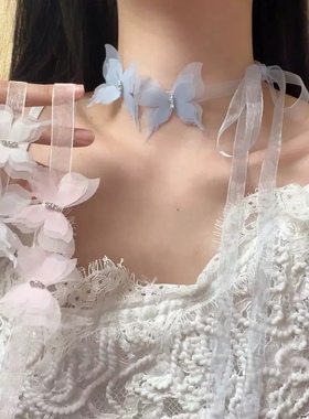 隐形蝴蝶choker项链女