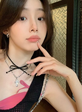 项圈缎带韩国丝绒日系双层毛衣链