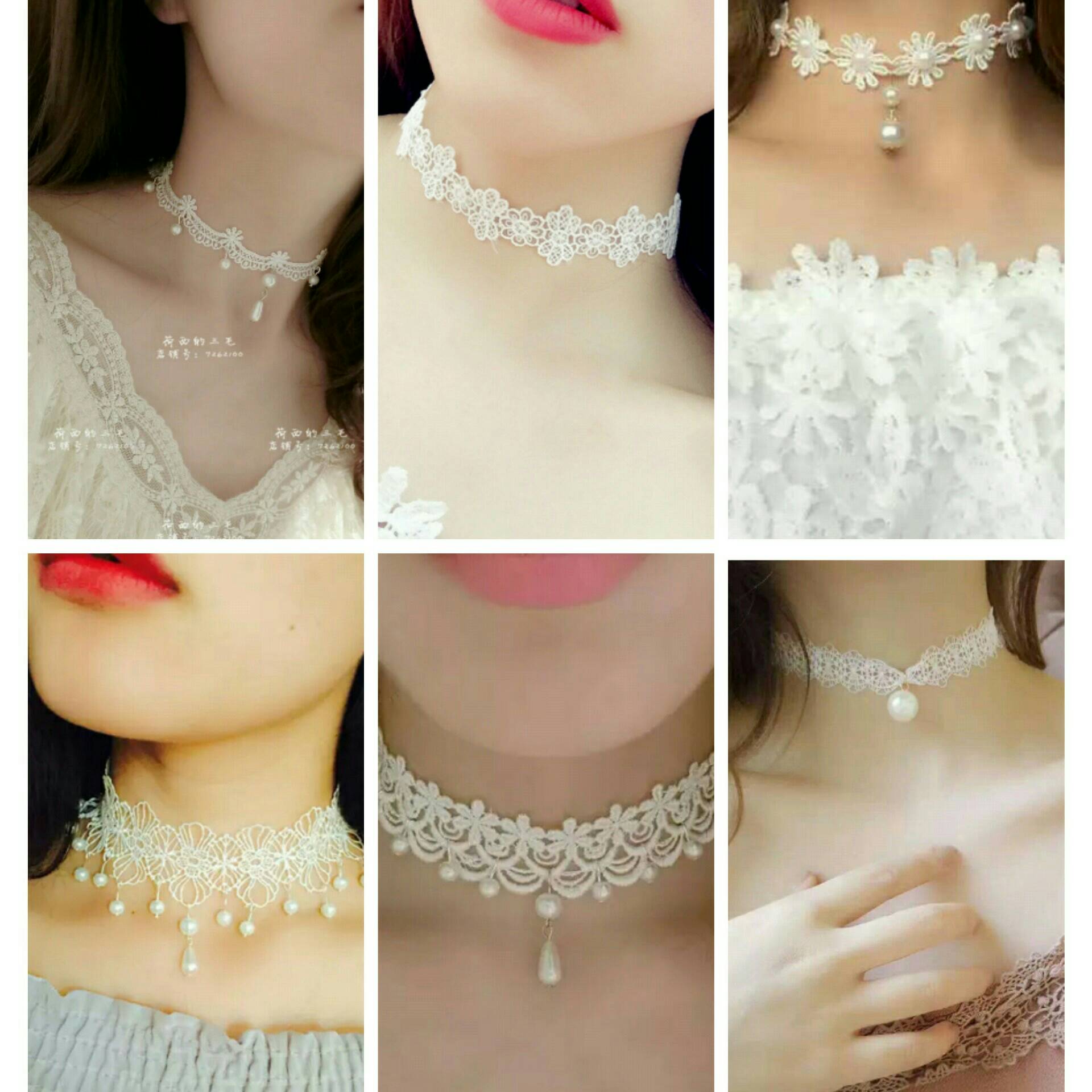 白色蕾丝颈带项圈女脖子饰品韩国森系花朵复古超仙宽锁骨遮疤新娘 白色蕾丝颈带项圈女脖子饰品韩国森系花朵复古超仙宽锁骨遮疤新娘